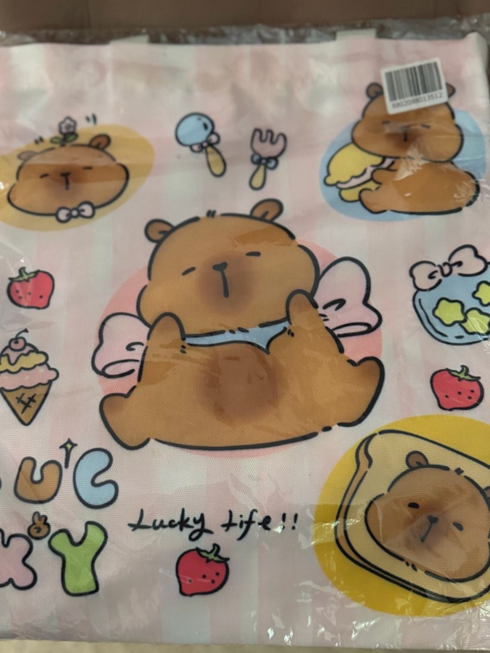 Cute Bear Print Pink Tote Bag